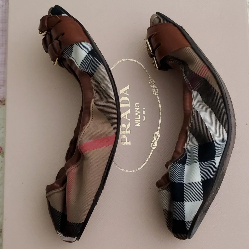 Burberry ballet flat shoes nova check plaid  buckled Leather 36 6 - Picture 7 of 9